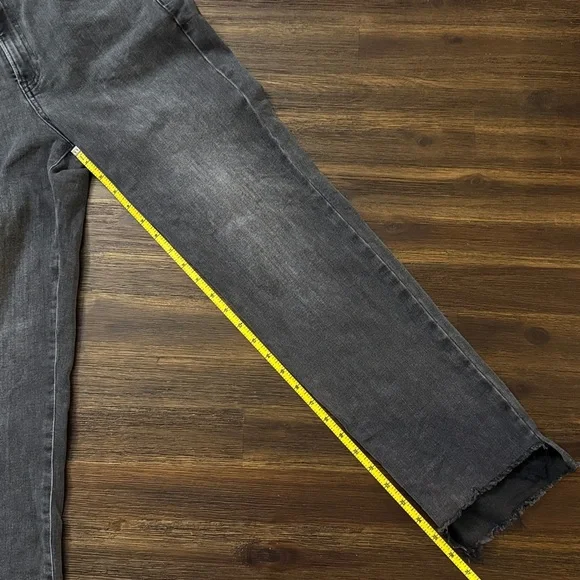 Express Black Straight Ankle High Rise Ultra Hyper Stretch Jeans Medium Long - Picture 6 of 9